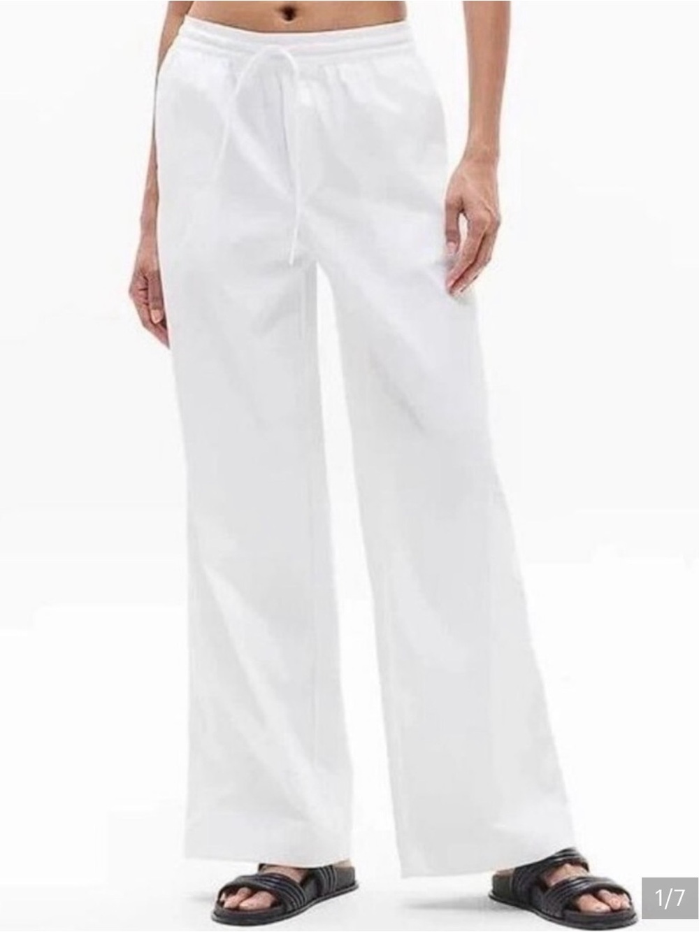 Athleta poplin Women's Wide-Leg Drawstring Pants - White